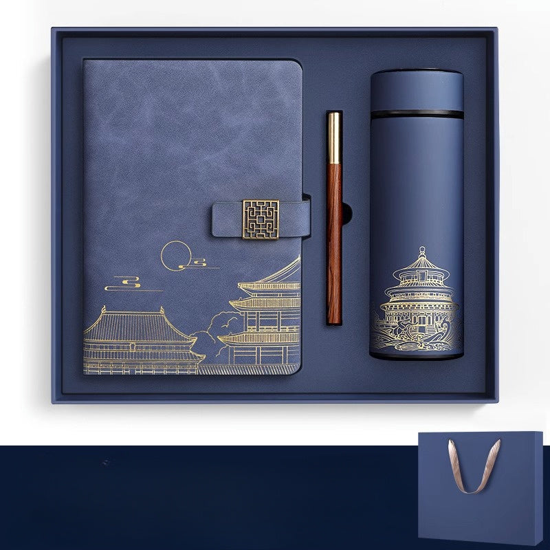 Luxury Gift Set Notebook Thermos Bottle Pen Elegant Office Set