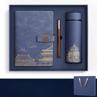 Luxury Gift Set Notebook Thermos Bottle Pen Elegant Office Set
