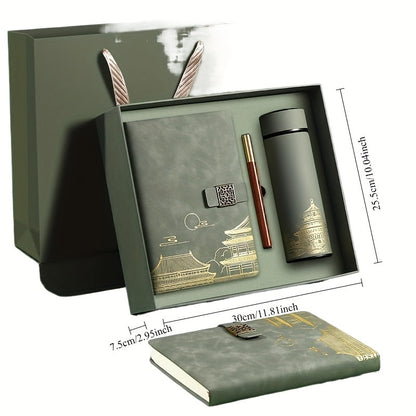 Luxury Gift Set Notebook Thermos Bottle Pen Elegant Office Set