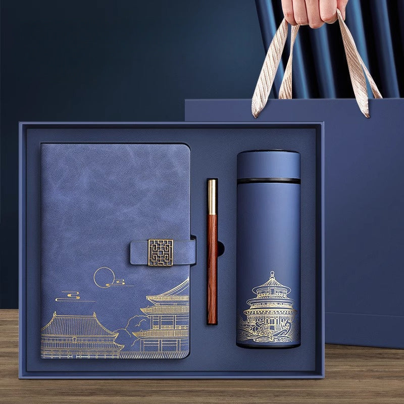 Luxury Gift Set Notebook Thermos Bottle Pen Elegant Office Set