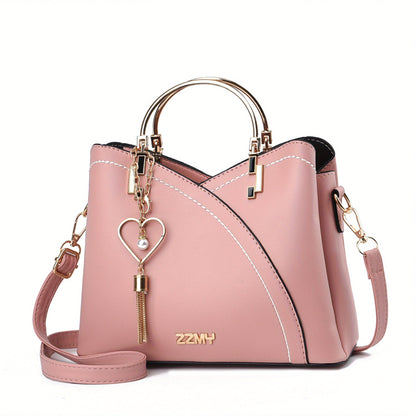 Luxury Leather Handbag Elegant Tassel Shoulder Tote Bag