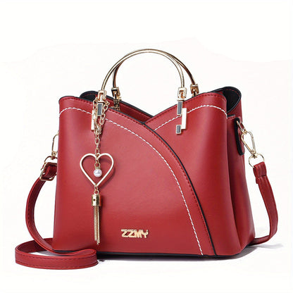 Luxury Leather Handbag Elegant Tassel Shoulder Tote Bag