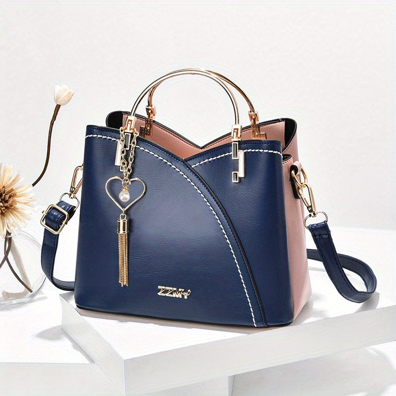 Luxury Leather Handbag Elegant Tassel Shoulder Tote Bag
