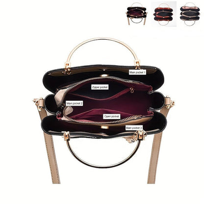 Luxury Leather Handbag Elegant Tassel Shoulder Tote Bag