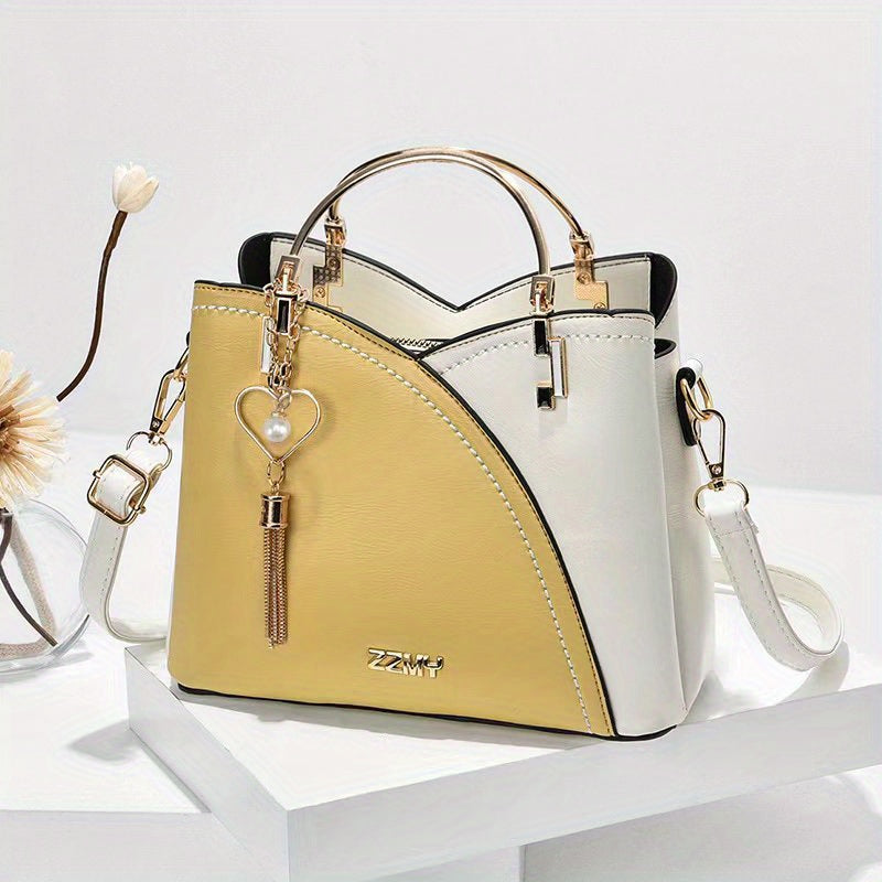 Luxury Leather Handbag Elegant Tassel Shoulder Tote Bag