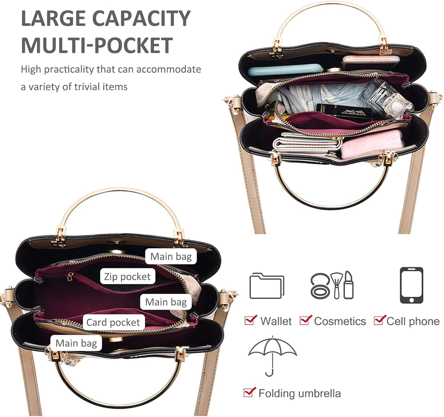 Luxury Leather Tote Shoulder Bag Womens Everyday Handbag