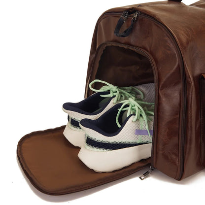 Luxury Leather Travel Bag Weekend Duffel Carry On Luggage