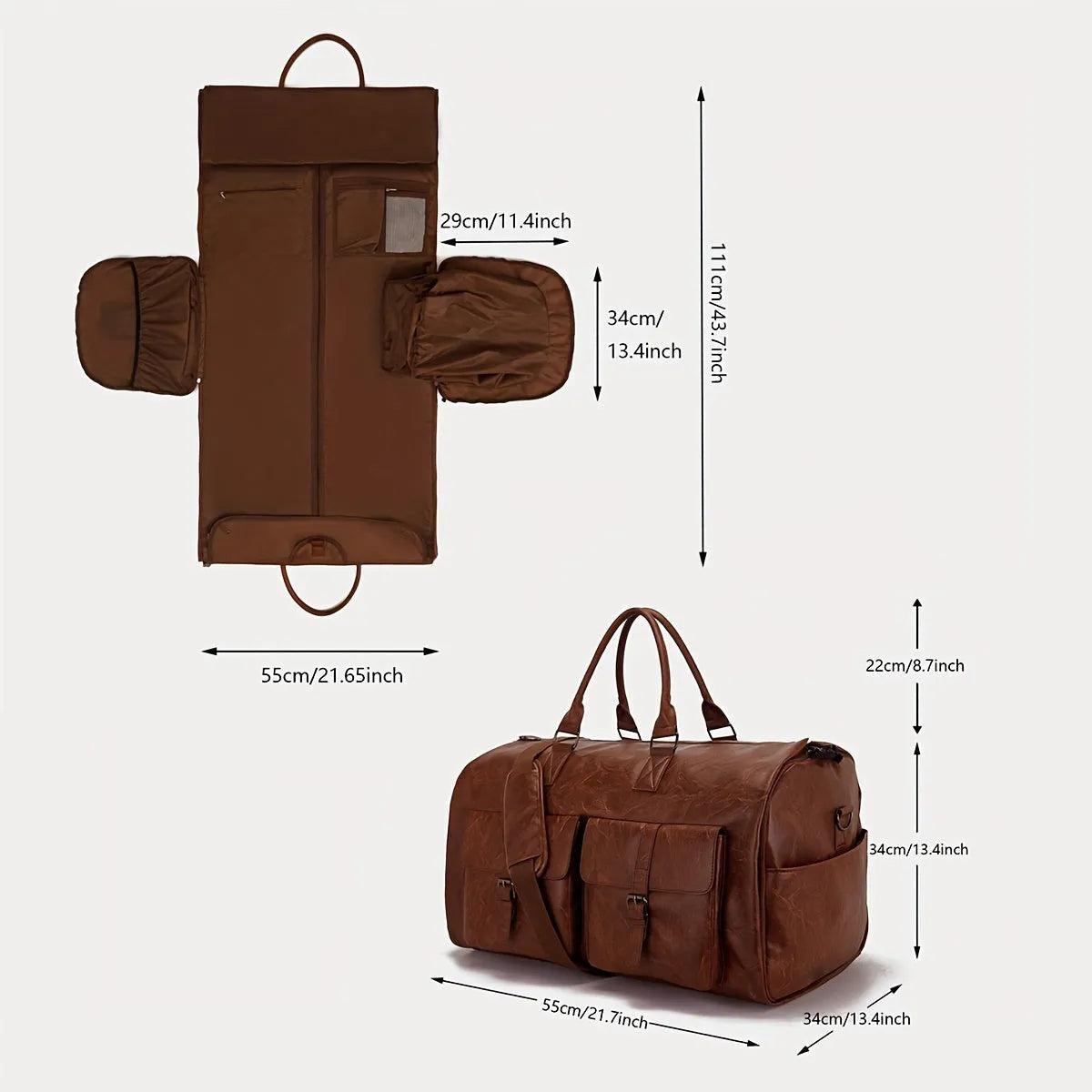Luxury Leather Travel Bag Weekend Duffel Carry On Luggage