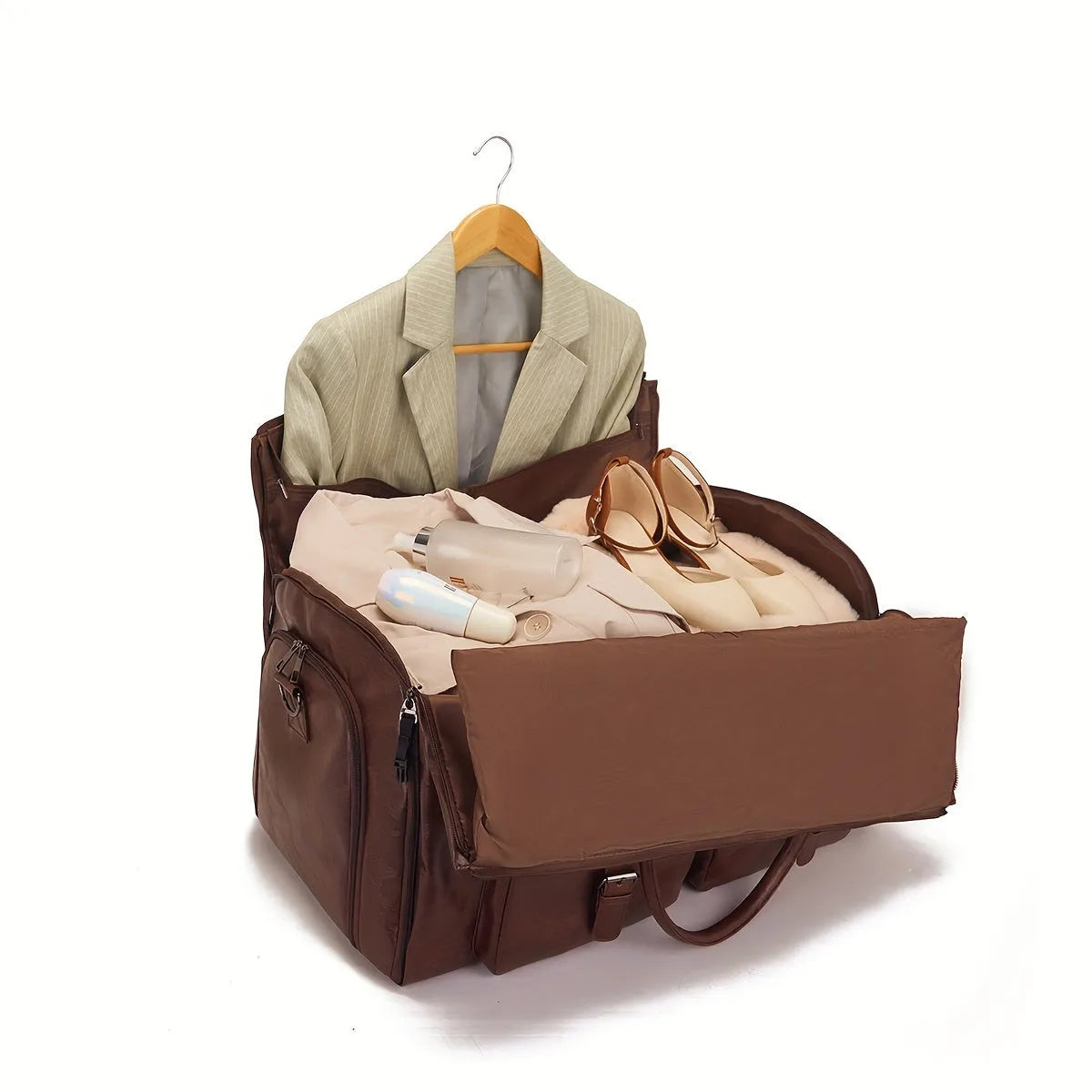 Luxury Leather Travel Bag Weekend Duffel Carry On Luggage