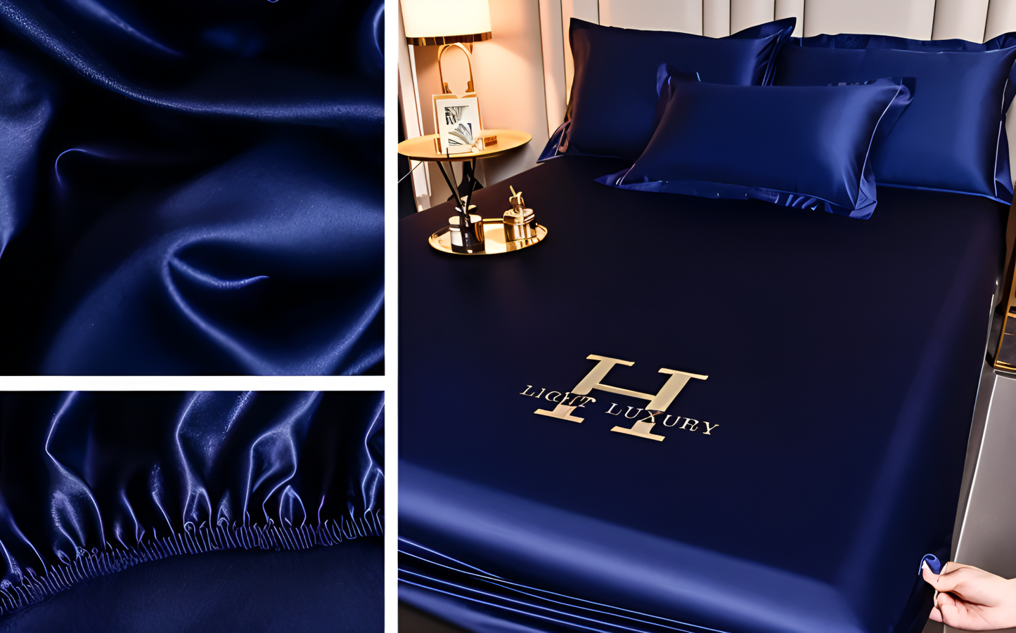 Luxury Satin Fitted Bed Sheet Silky Cooling Mattress Cover Soft Breathable Bedding Set