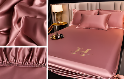 Luxury Satin Fitted Bed Sheet Silky Cooling Mattress Cover Soft Breathable Bedding Set