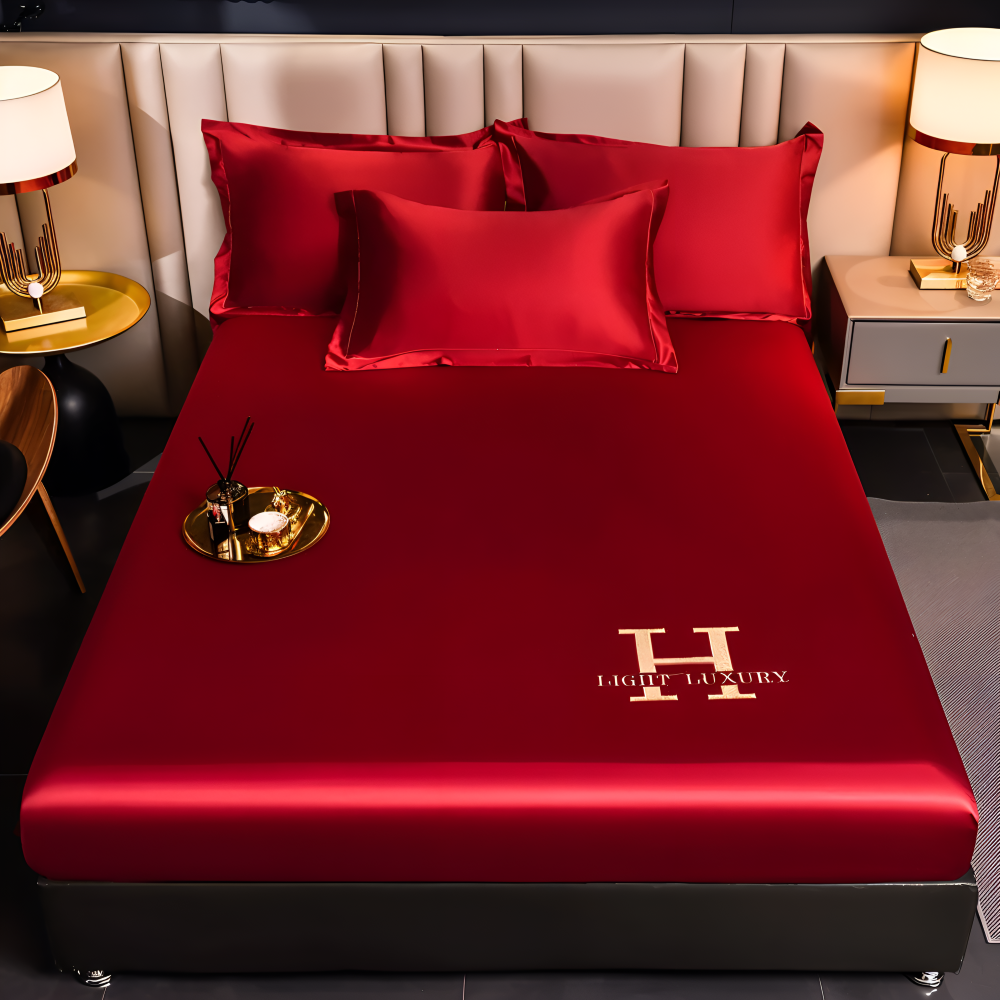 Luxury Satin Fitted Bed Sheet Silky Cooling Mattress Cover Soft Breathable Bedding Set