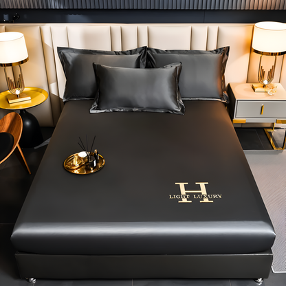 Luxury Satin Fitted Bed Sheet Silky Cooling Mattress Cover Soft Breathable Bedding Set