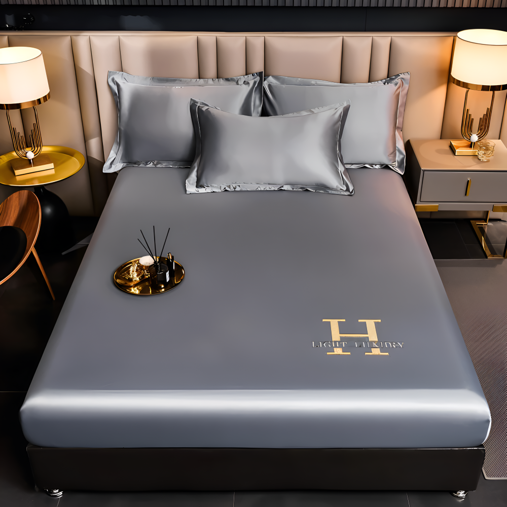 Luxury Satin Fitted Bed Sheet Silky Cooling Mattress Cover Soft Breathable Bedding Set