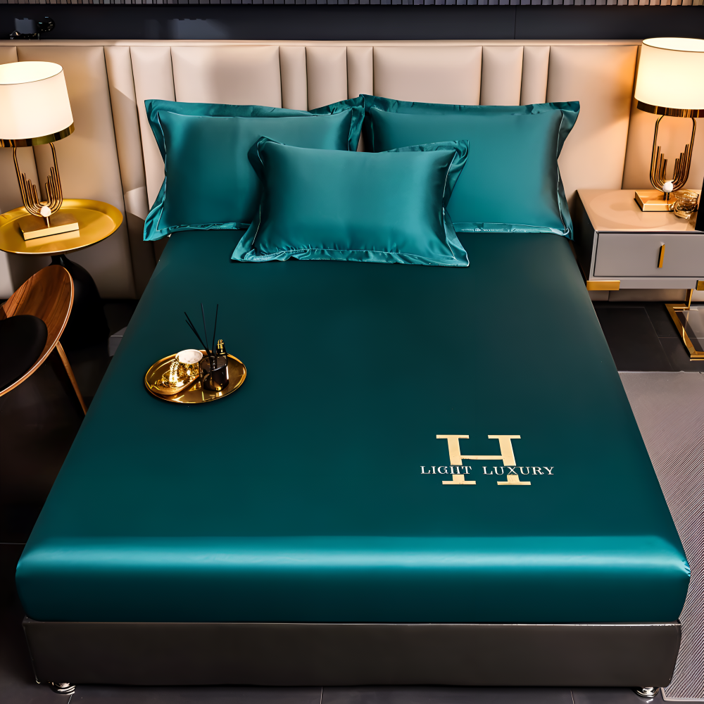 Luxury Satin Fitted Bed Sheet Silky Cooling Mattress Cover Soft Breathable Bedding Set
