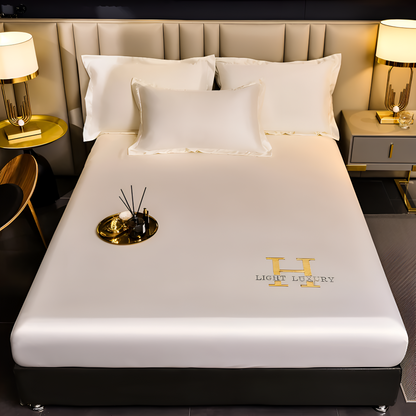 Luxury Satin Fitted Bed Sheet Silky Cooling Mattress Cover Soft Breathable Bedding Set