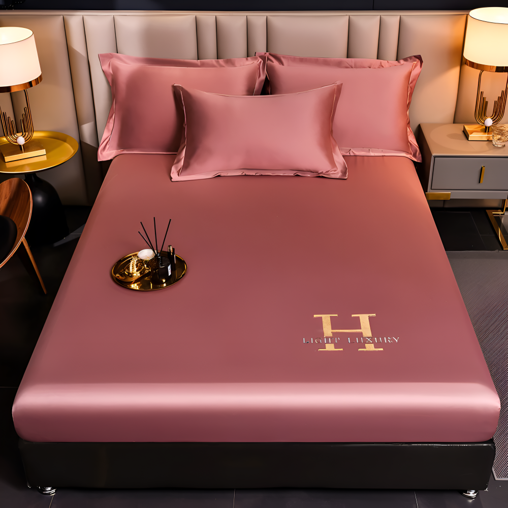 Luxury Satin Fitted Bed Sheet Silky Cooling Mattress Cover Soft Breathable Bedding Set