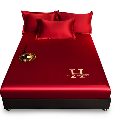 Luxury Satin Fitted Bed Sheet Silky Cooling Mattress Cover Soft Breathable Bedding Set