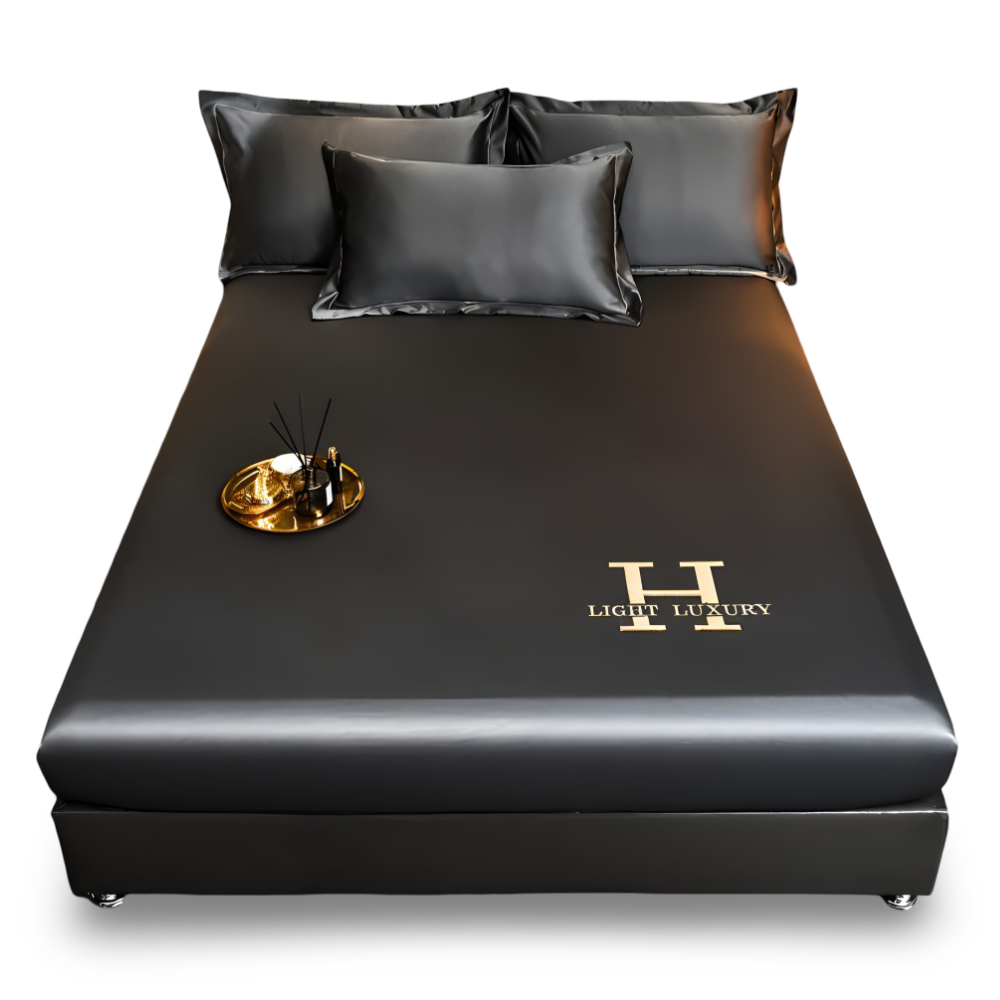 Luxury Satin Fitted Bed Sheet Silky Cooling Mattress Cover Soft Breathable Bedding Set