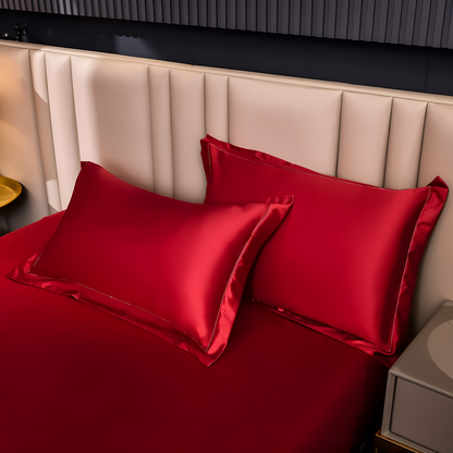 Luxury Satin Fitted Bed Sheet Silky Cooling Mattress Cover Soft Breathable Bedding Set