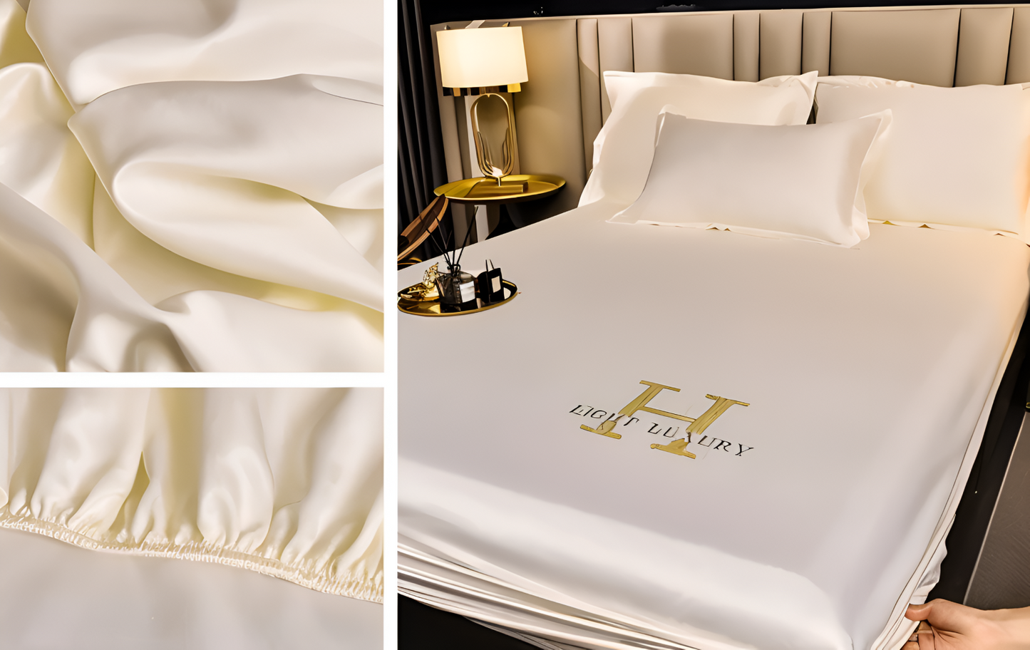 Luxury Satin Fitted Bed Sheet Silky Cooling Mattress Cover Soft Breathable Bedding Set
