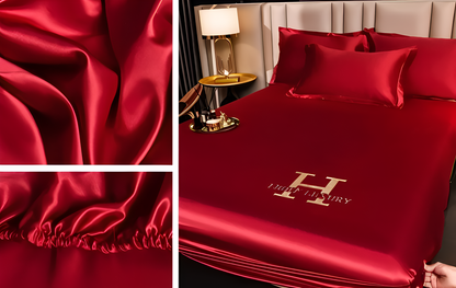 Luxury Satin Fitted Bed Sheet Silky Cooling Mattress Cover Soft Breathable Bedding Set