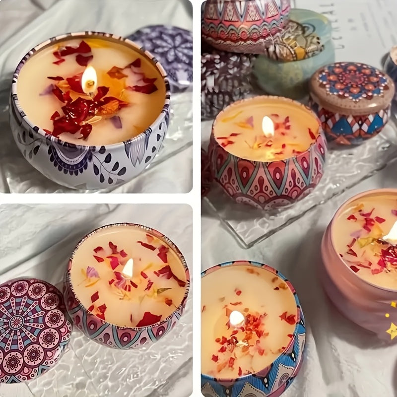 Luxury Scented Candle Gift Set 4 Floral Soy Candles Lavender Rose Jasmine