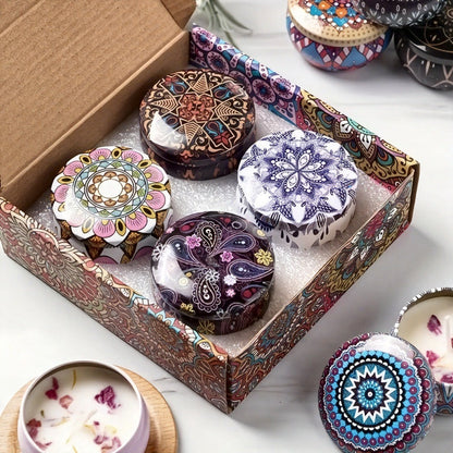 Luxury Scented Candle Gift Set 4 Floral Soy Candles Lavender Rose Jasmine