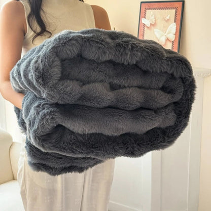 Luxury Soft Double Layer Faux Fur Throw Blanket for Bed Sofa Couch and Home Decor