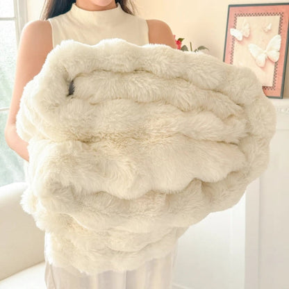 Luxury Soft Double Layer Faux Fur Throw Blanket for Bed Sofa Couch and Home Decor