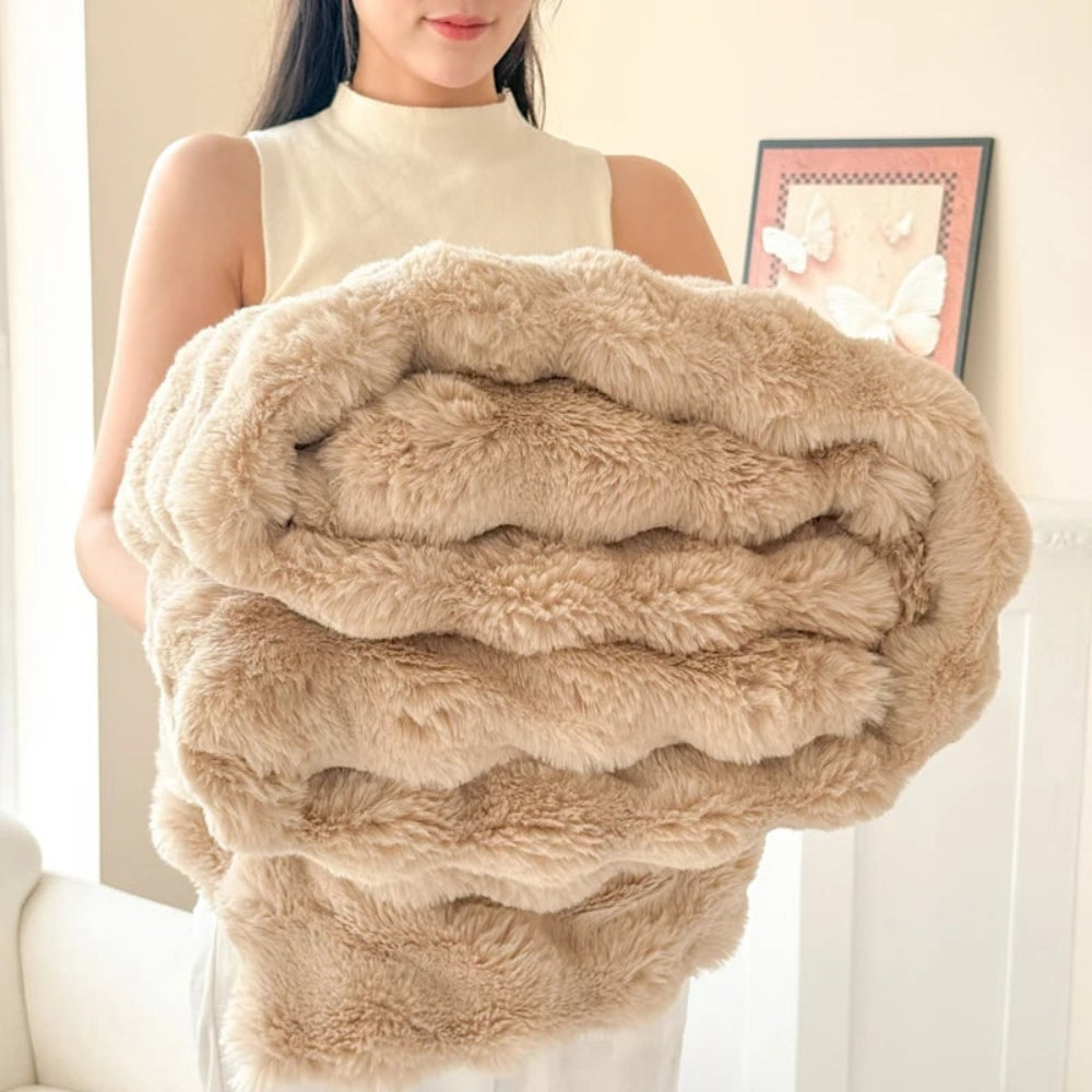 Luxury Soft Double Layer Faux Fur Throw Blanket for Bed Sofa Couch and Home Decor