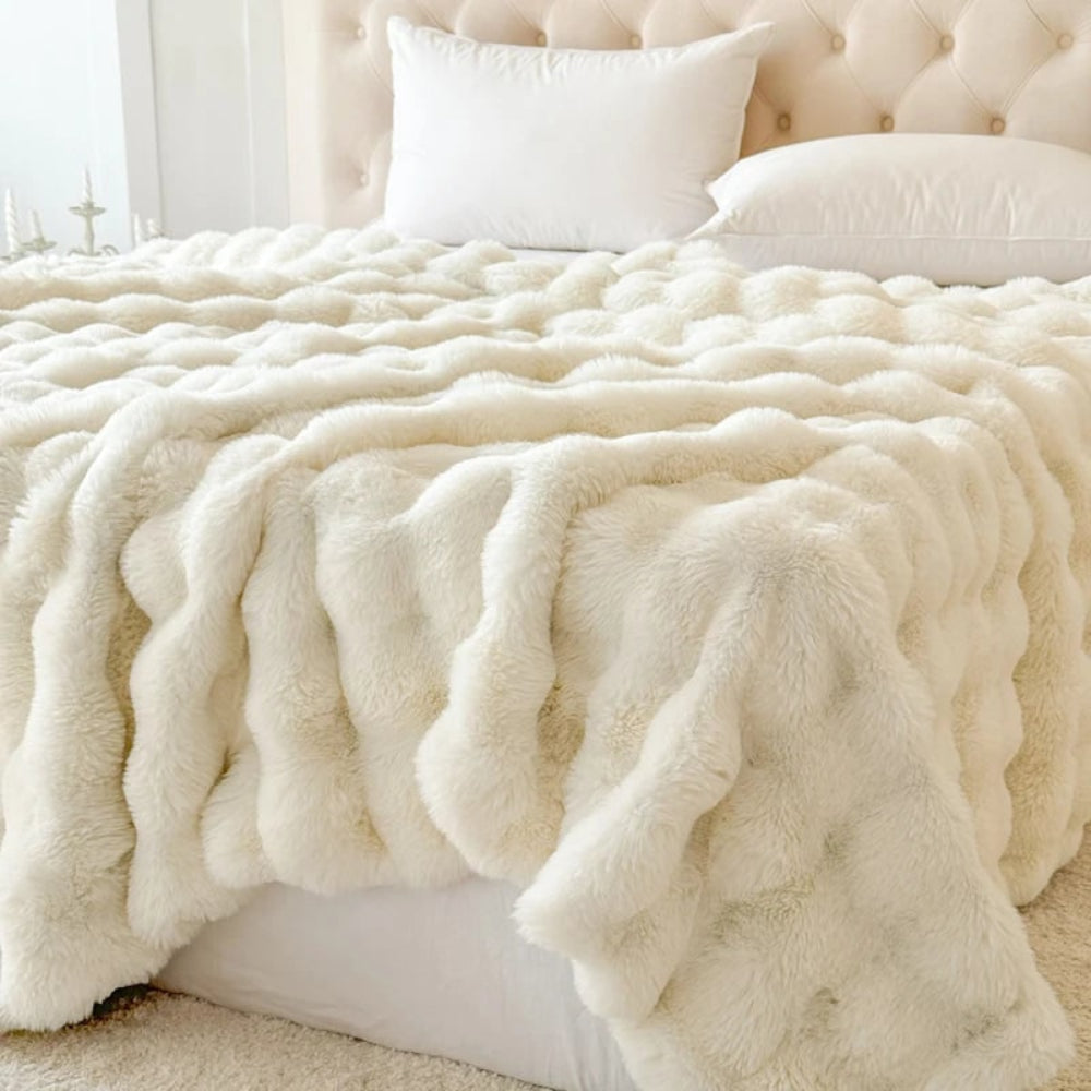 Luxury Soft Double Layer Faux Fur Throw Blanket for Bed Sofa Couch and Home Decor