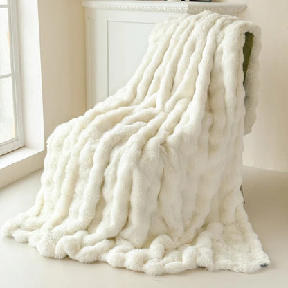 Luxury Soft Double Layer Faux Fur Throw Blanket for Bed Sofa Couch and Home Decor
