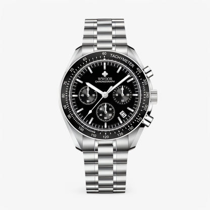 Luxury Stainless Steel Chronograph Watch Mens Waterproof Wristwatch