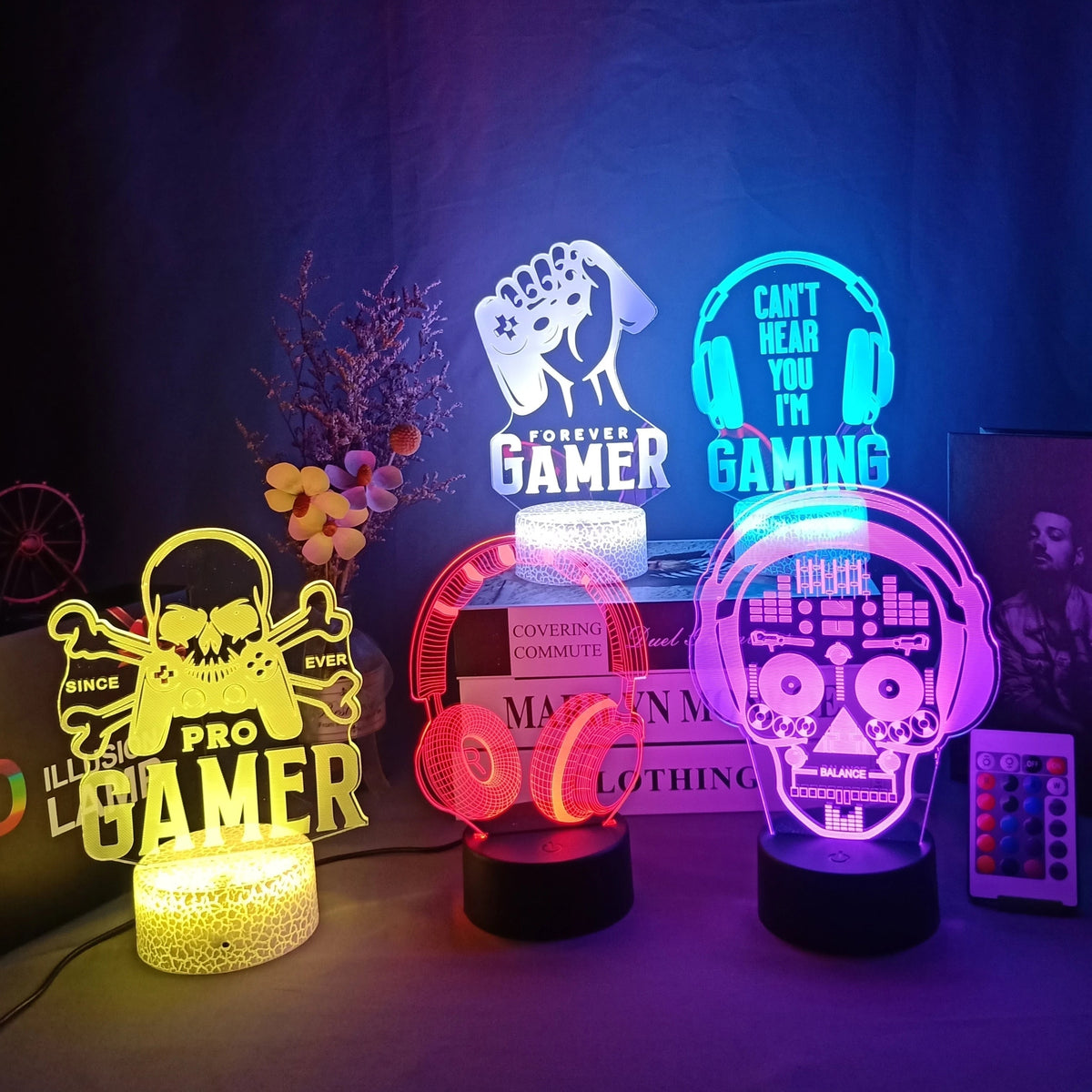 Magische gaming-nachtlamp met ledverlichting, RGB-lamp met 16 kleuren voor bureau en slaapkamer