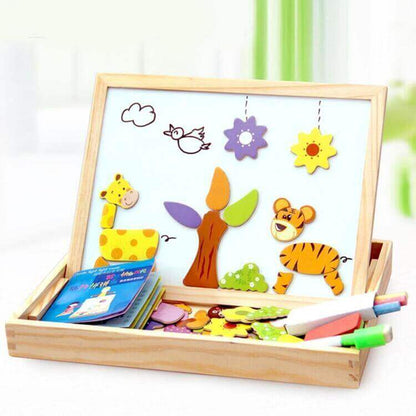 Magnetic Drawing Puzzle Board Educational Wooden Learning Toy