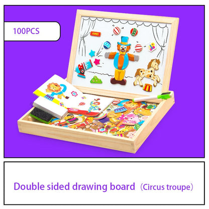 Magnetic Drawing Puzzle Board Educational Wooden Learning Toy