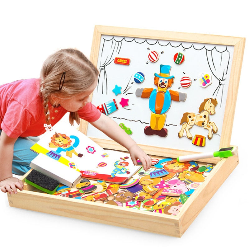 Magnetic Drawing Puzzle Board Educational Wooden Learning Toy