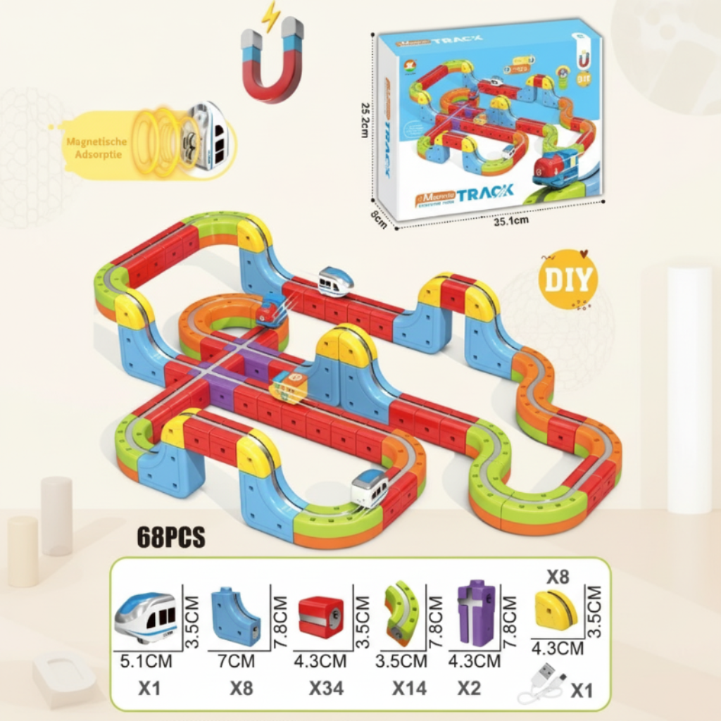 Magnetische elektrische treinbaanset voor creatief bouwen en spelen