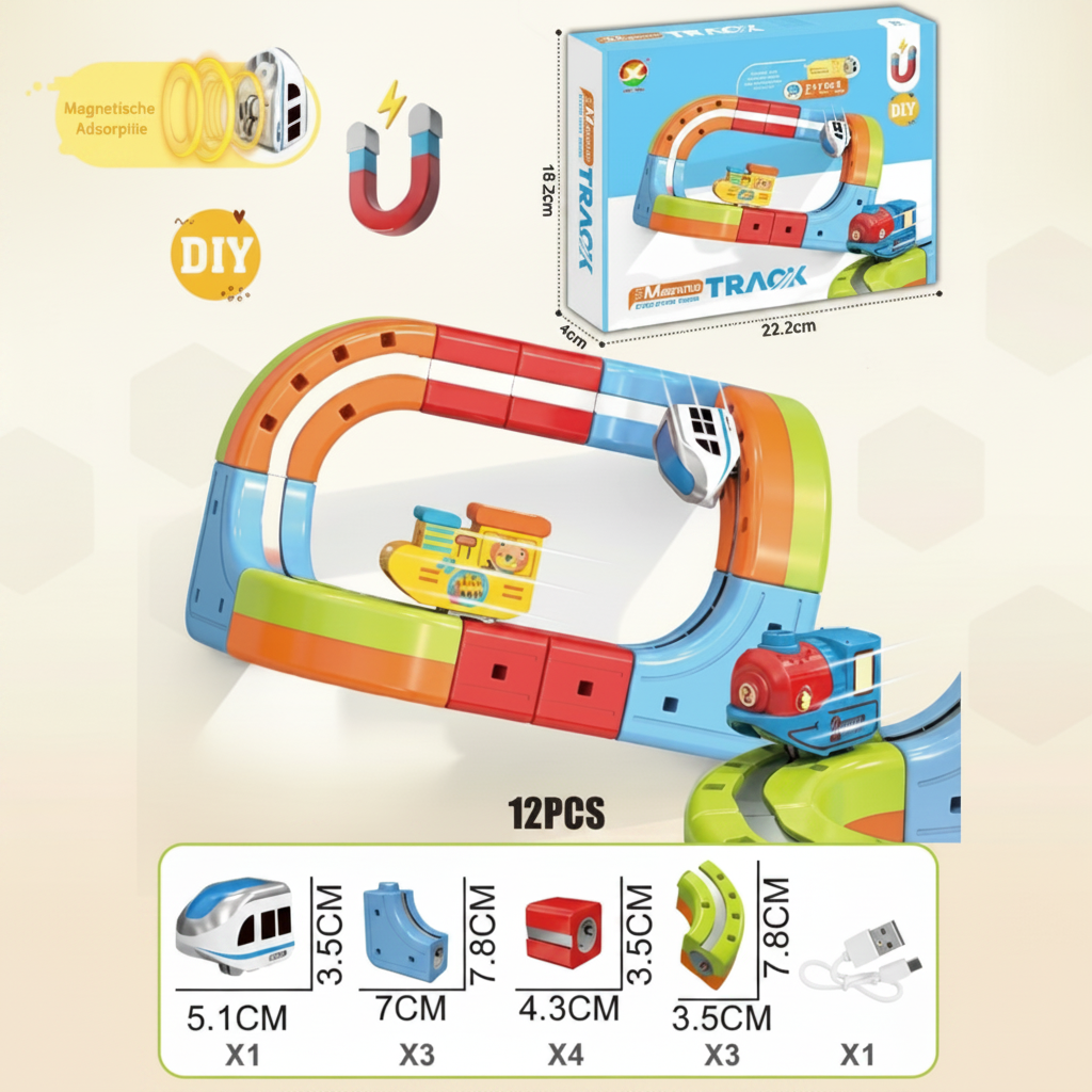 Magnetische elektrische treinbaanset voor creatief bouwen en spelen