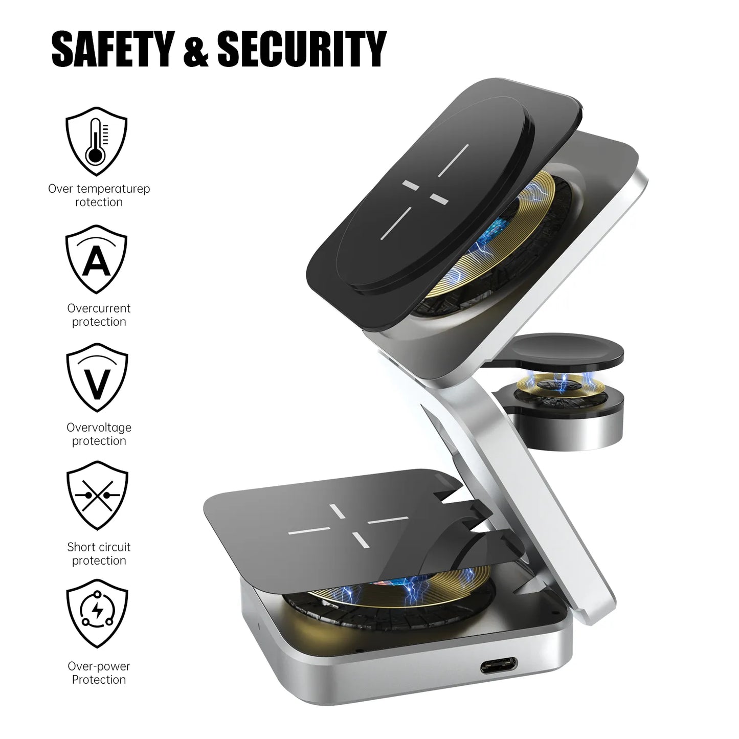 Magnetic Foldable Wireless Charging Station Fast Charging Dock