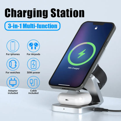 Magnetic Foldable Wireless Charging Station Fast Charging Dock