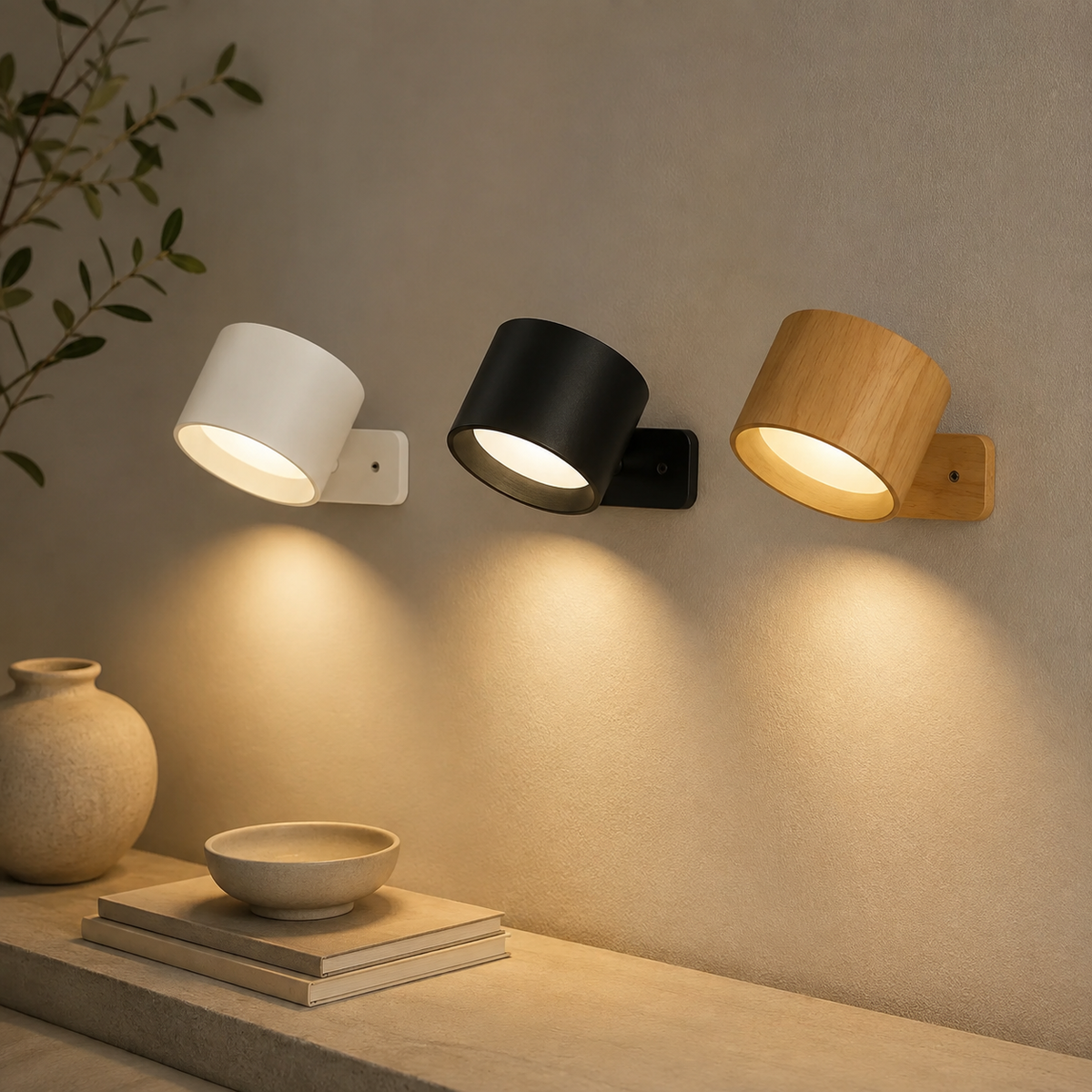 Magnetic Rechargeable Wall Light with 360° Adjustable Mount and Touch Control