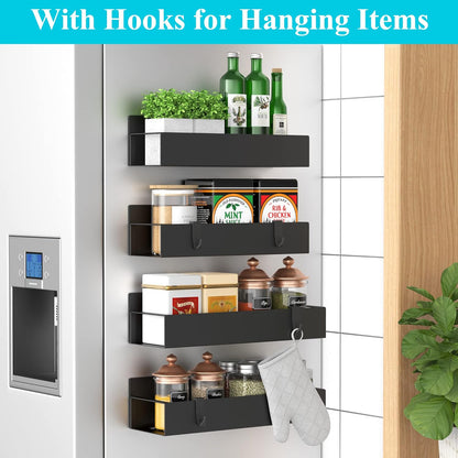 Magnetic Spice Rack Set of 4 Space-Saving Kitchen Organizer