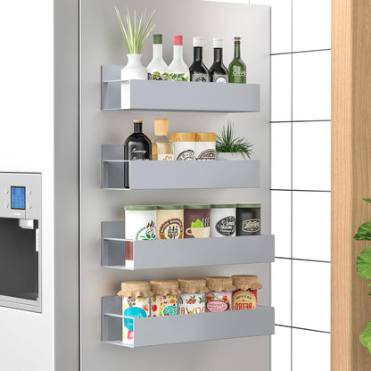 Magnetic Spice Rack Set of 4 Space-Saving Kitchen Organizer