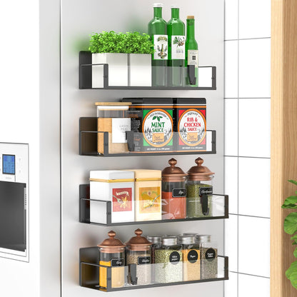 Magnetic Spice Rack Set of 4 Space-Saving Kitchen Organizer
