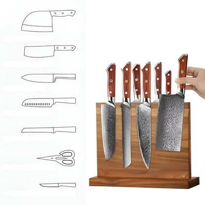 Magnetic Wooden Knife Holder Double Sided Kitchen Organizer