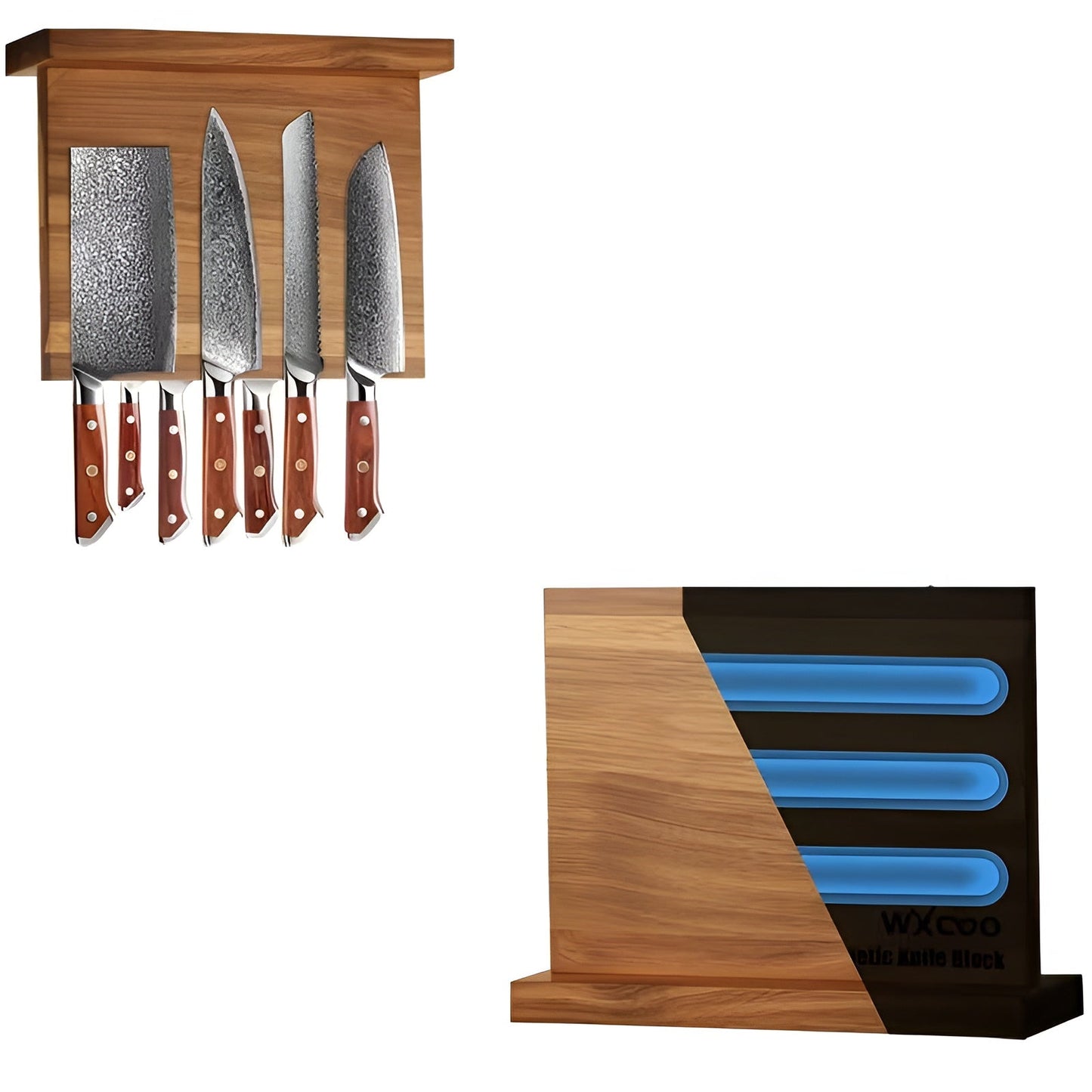 Magnetic Wooden Knife Holder Double Sided Kitchen Organizer