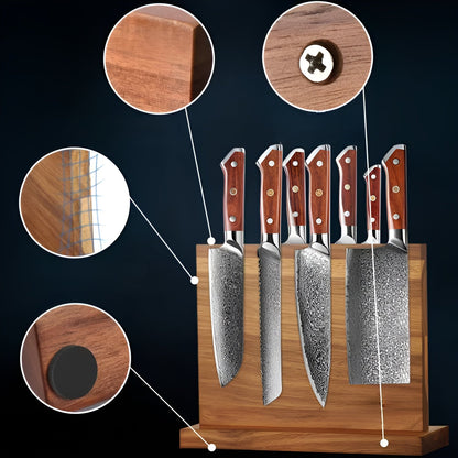 Magnetic Wooden Knife Holder Double Sided Kitchen Organizer