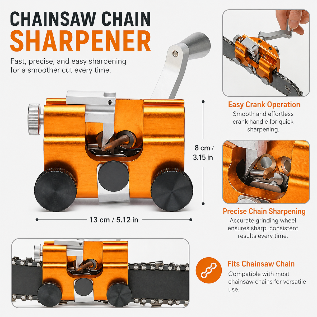 Manual Chainsaw Chain Sharpening Tool for Precise Maintenance